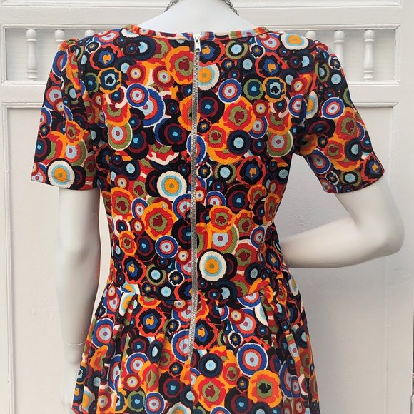 Vintage LuLaRoe Unicorn Amelia Pleated Party A-Line Dress Medallion Print Sz L - Picture 8 of 8